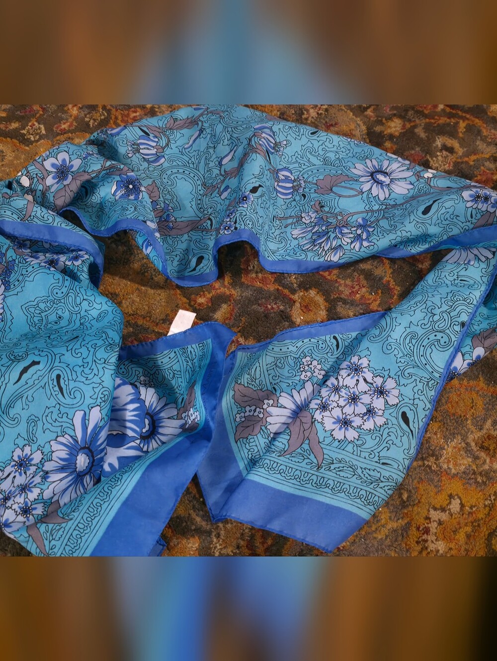 4/$25 Deal! Vintage Blue Floral Paisley Scarf